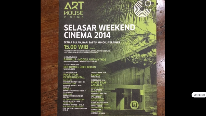 Poster Selasar Weekend Cinema 2014 di Selasar Sunaryo Art Space, Bandung. (Foto: Dokumentasi Anton Solihin)