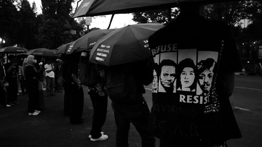 Aksi Kamisan Bandung ke-427 di depan Gedung Sate, Kamis, 4 September 2025. (Foto: Fitri Amanda/BandungBergerak)