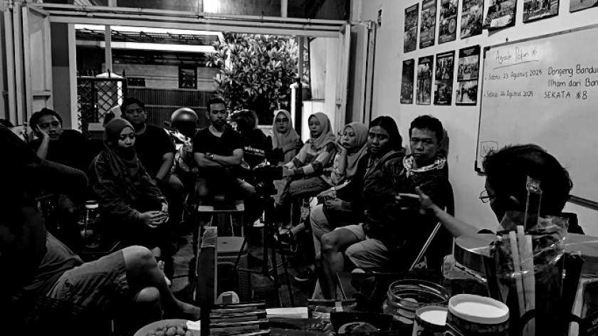 Acara Dongeng Bandung tentang nasionalisme, patriotisme, dan alam yang digelar Komunitas Aleut, 23 Agustus 2025. (Foto: Rita Lestari/BandungBergerak)