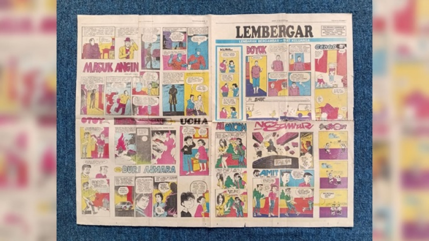 Rubrik Lembaran Bergambar Pos Kota yang memuat kartun, karikatur, serta kisah lucu tokoh Doyok, Otoy, dan Ali Oncom. (Foto: Dokumentasi Kin Sanubary)