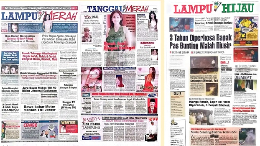 Koran Lampu Merah dan Lampu Kuning merupakan contoh koran kuning yang masih terbit hingga kini. (Foto: Dokumentasi Kin Sanubary)