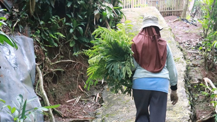 Petani Desa Mulyasari, Kecamatan Sumedang Utara, membawa hasil kebun. (Foto: Dokumentasi Tiara Nurzavira dan Kamilia Rachman)
