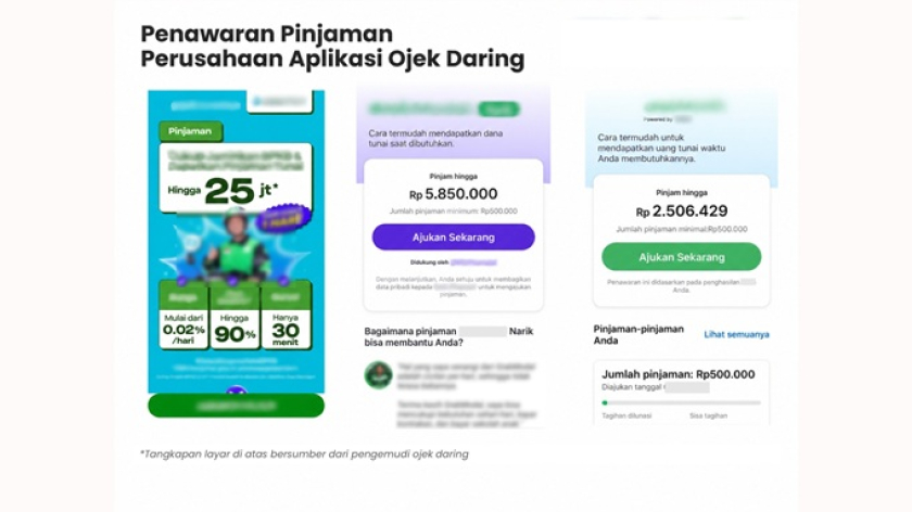Penawaran pinjaman perusahaan aplikasi ojek daring. (Foto: Dokumentasi Muhammad Anwar)