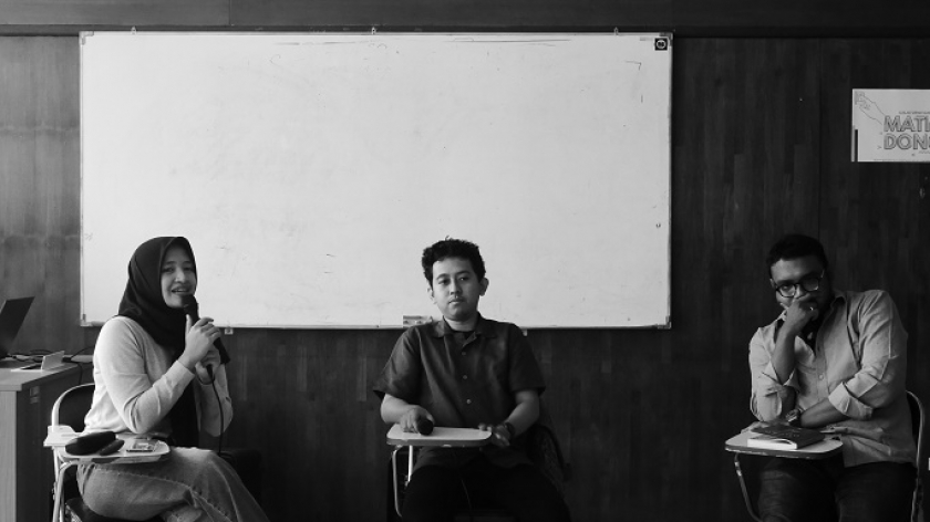 diskusi Bertandang ke Kampus #1: Menggugat Proyek Besar Infrastruktur yang Merugikan Warga dan Lingkungan di Unpad, Jatinangor, Sabtu, 26 Oktober 2024. (Foto: Fitri Amanda/BandungBergerak)