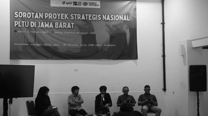 Diskusi Sorotan PSN Pembangkit Listrik Tenaga Uap atau PLTU di Jawa Barat di Gedung Indonesia Menggugat, Senin, 3 Februari 2025. (Foto: Fauzan Rafles/BandungBergerak)