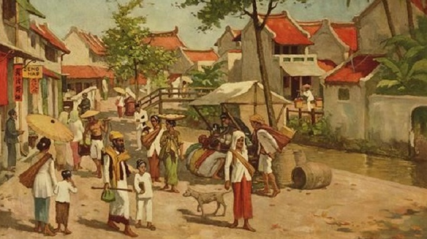 Kamp Tionghoa di Batavia. Sketsa J. Gabriëlse dibuat sekitar tahun 1900. (Koleksi , Sumber: digitalcollections.universiteitleiden.nl)