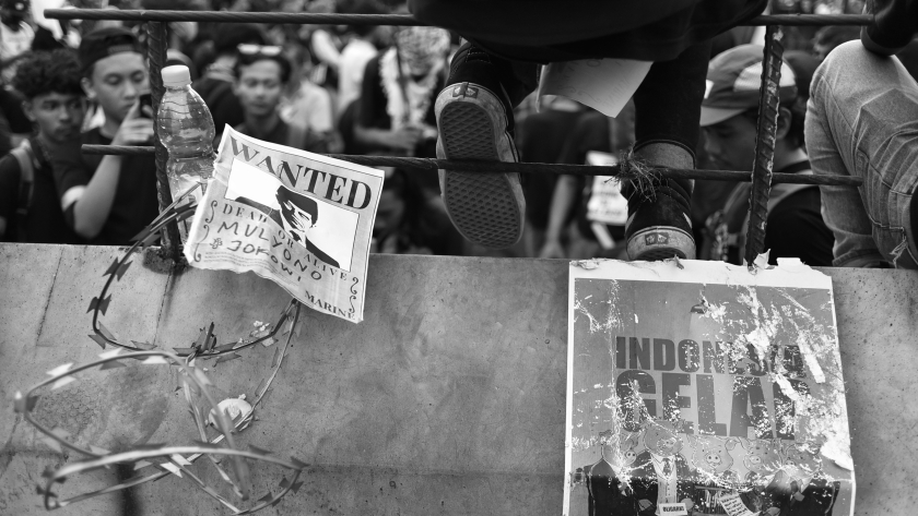 Aksi Indonesia Gelap di Patung Kuda, Jakarta, Jumat, 21 Februari 2025.  (Foto: Abdullah Azam Dienullah/BandungBergerak)