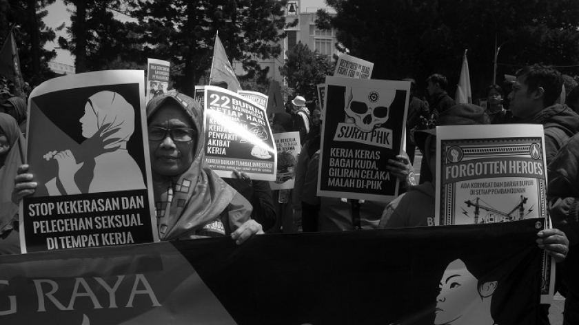 Aksi serikat pekerja di momen May Day 2025, Bandung, 1 Mei 2025. (Foto: Prima Mulia/BandungBergerak)