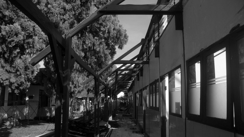 SLBN A Pajajaran yang mulai dibongkar untuk Sekolah Rakyat, Bandung, 19 Mei 2025.  (Foto: Prima Mulia/BandungBergerak)