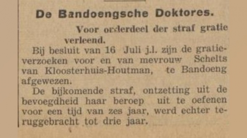 Surat kabar De Locomotief edisi 18 Juli 1934 memuat informasi tentang penolakan hakim atas permohonan grasi bagi Emilie Suzzan Houtman. (Sumber delpher.nl)