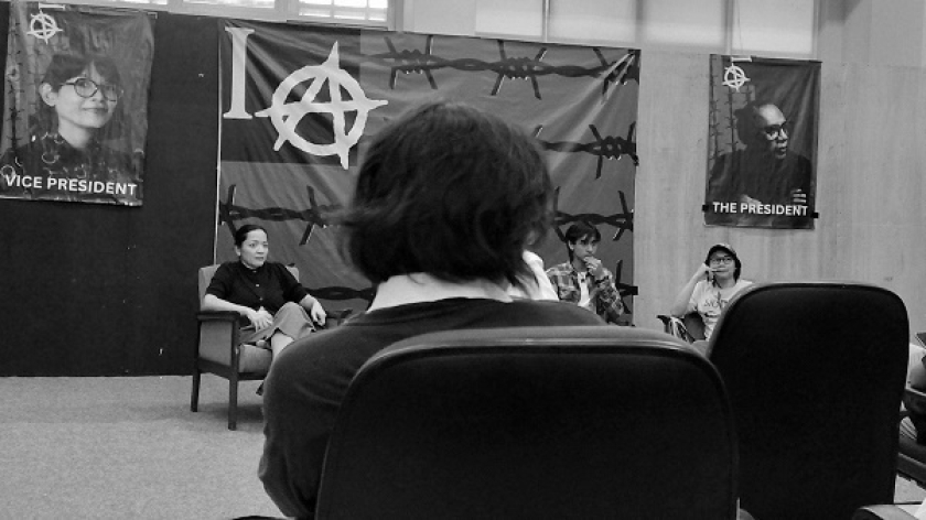 Diskusi seni di Integrated Arts Universitas Katolik Parahyangan (Unpar), Bandung, Minggu, 29 Juni 2025. (Foto: Salma Nur Fauziyah/BandungBergerak)