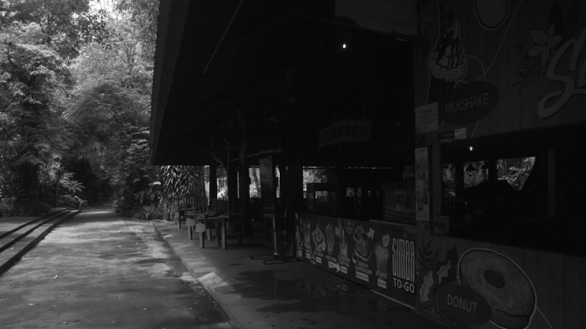 Cafe di Bandung Zoo atau Kebun Binatang Bandung nonaktif dampak dari konflik dualisme manajemen di Bandung, 3 Juli 2025. (Foto: Prima Mulia/BandungBergerak)