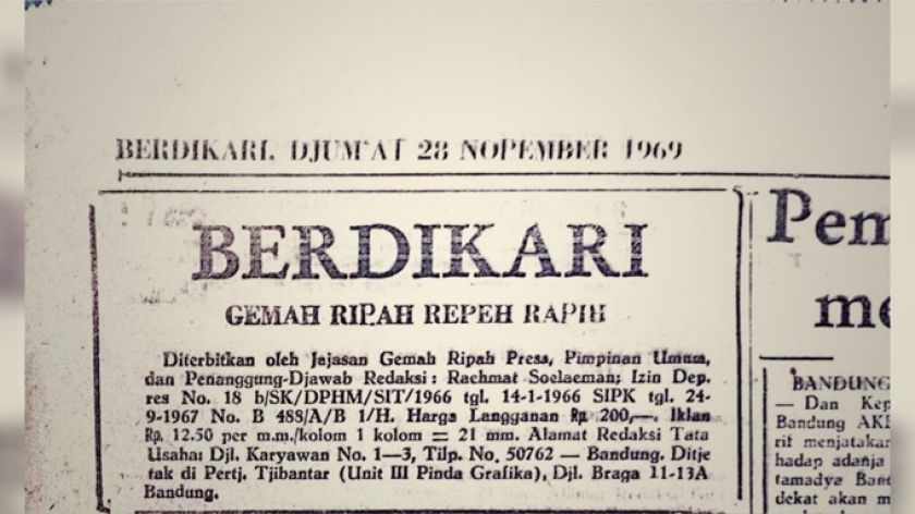 Box Redaksi BERDIKARI cikal bakal surat kabar Bandung Pos. (Foto: Dokumentasi Kin Sanubary)  