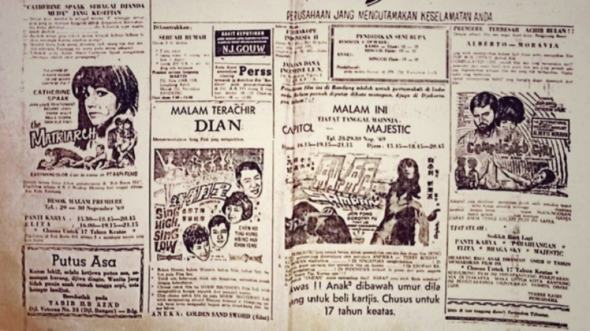 Film-film yang diputar bioskop-bioskop di Bandung tahun 1969. (Foto: Dokumentasi Kin Sanubary) 