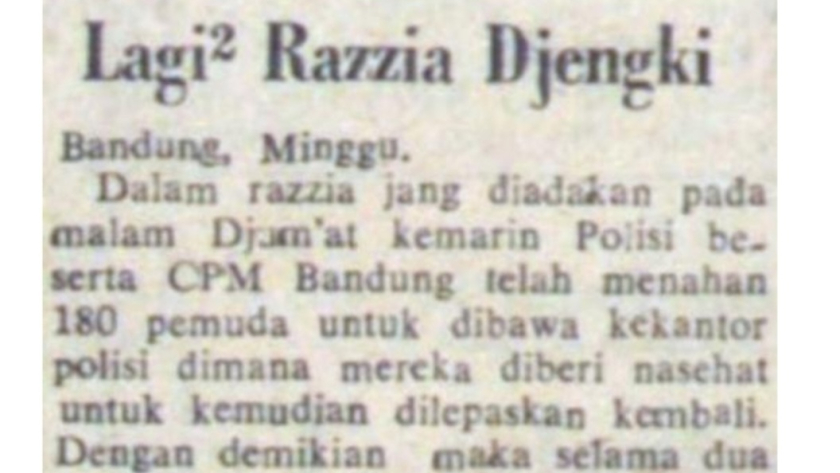 Pada Selasa, 26 November 1957, surat kabar Indonesia Raya menurunkan laporan mengenai razia celana Jengki di Bandung. (Foto: Yogi Esa Sukma Nugraha)