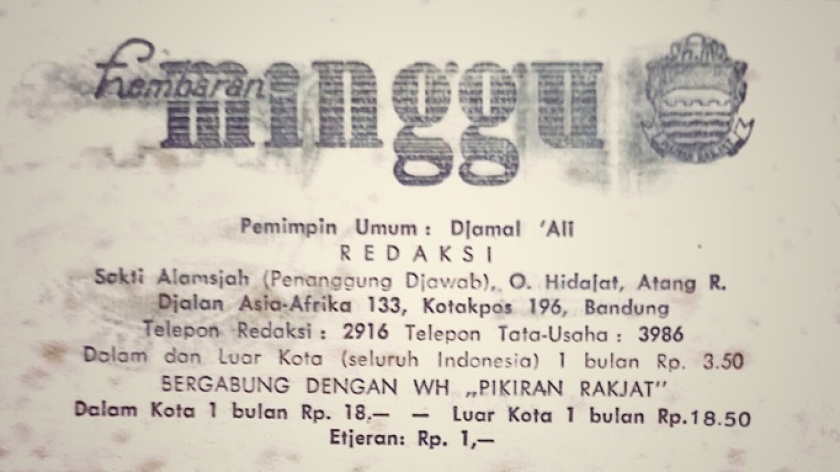Box redaksi Lembaran Minggu Pikiran Rakyat. (Foto: Dokumentasi Kin Sanubary) 