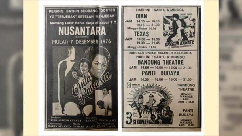 Poster film-film yang diputar di Bandung, November 1976. (Foto: Dokumentasi Kin Sanubary)