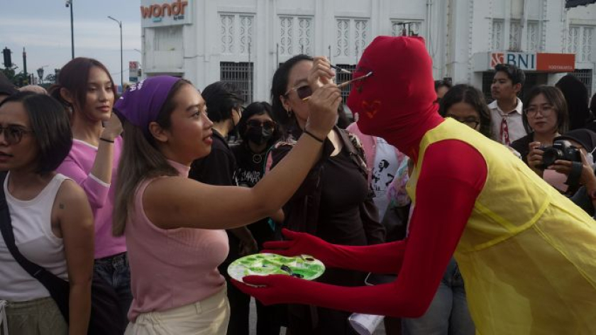 Aksi peringatan International Womens Day di Titik Nol Kilometer Yogyakarta, 8 Maret 2026. (Foto: Virliya Putricantika/BandungBergerak) 