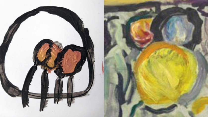 Coretan karya Jagi Tanaya Dwa (kiri) dan Raoul Dufy (kanan). (Sumber: Herry Dim)