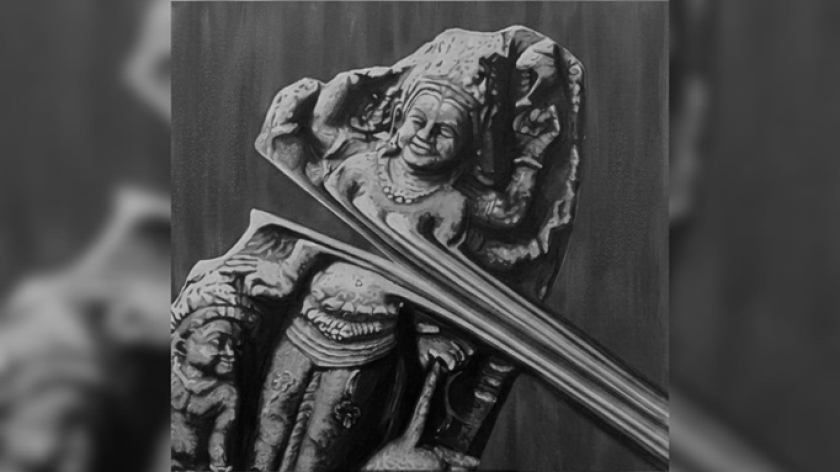 Karya Muhammad Nashrul berjudul All Rites All Rights. (Foto Sumber: E-Katalog Pameran NeoFemisida, Antologi Karya Seni Rupa: Arsip Respon atas Kekerasan terhadap Perempuan)