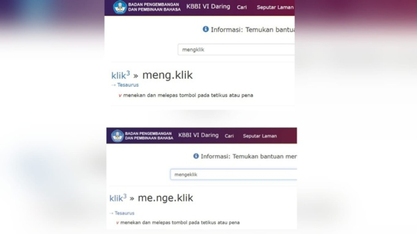 Tangkapan layar KBBI VI Daring pada 25-12-2023 (atas). Tangkapan layar KBBI VI Daring pada 29-07-2026 (bawah). (Foto: Dokumentasi Ilham Taufiq)