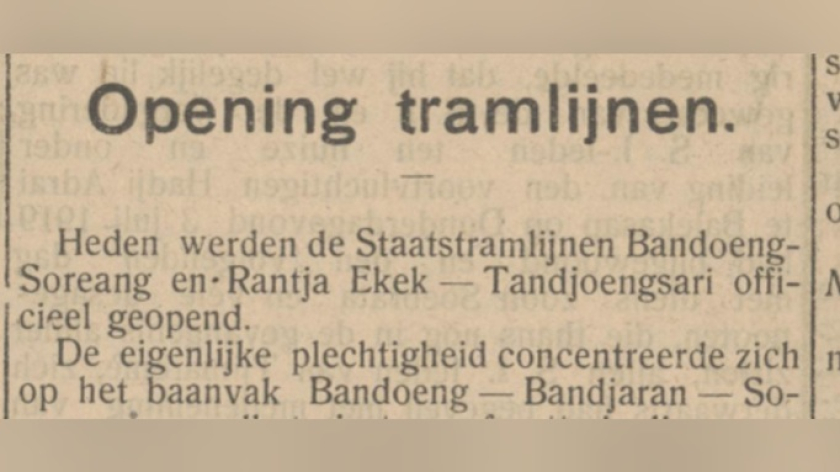 Surat Kabar De Preanger-bode 12 Februari 1921 terkait Pembukaan Jalur Bandung &ndash; Ciwidey (Foto Sumber: delpher.nl) 