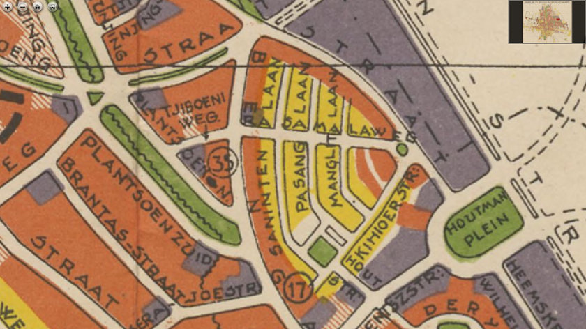 Kompleks kayu-kayuan dalam Kaart van de gemeente Bandoeng tahun 1930. (Sumber: Koleksi Perpustakaan Leiden berkode D R 5,4.)