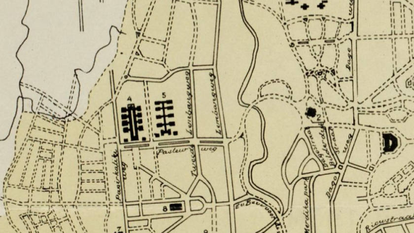 Dalam peta 1921 yang barangkali disusun tahun sebelumnya, pada kompleks Plan IV baru ada Pasteurweg, Lembangweg, Tweede Lembangweg, dan Pasir Kalikiweg. Sumber: Bandoeng: Nieuwe Gemeentegrenzen, 1921.