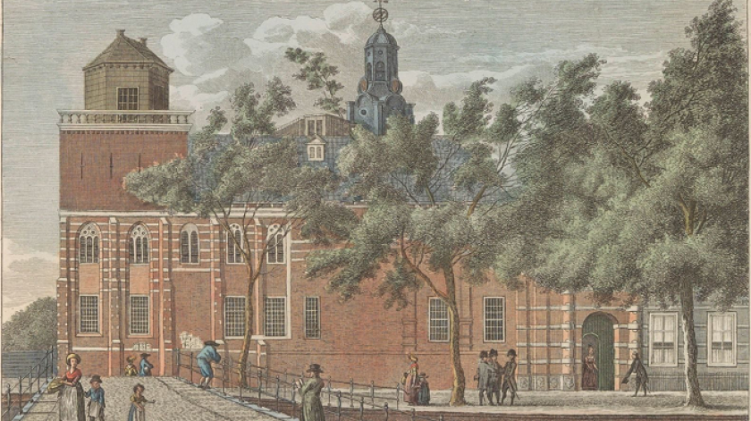 Lukisan bangunan Universitas Leiden sekitar 1726. Dari kampus inilah, Andries de Wilde lulus sebagai dokter bedah pada 1802. (Sumber: rijksmuseum.nl) 