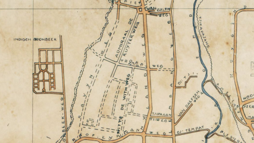 Peta di sekitar kompleks Cipaganti, termasuk Tempat Plesiran-weg tempat adanya Situ Garunggang atau Empang Cipaganti. (Sumber: Gemeente Bandoeng (1928)