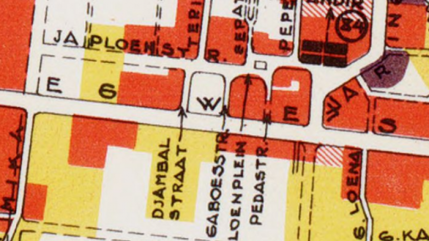 Sejak 1923, jalan-jalan di sekitar kompleks yang dibangun oleh Jap Loen itu diberi nama ikan baik laut maupun darat. (Sumber: Kaart van de Gemeente Bandoeng/KK 162-01-07, 1933)