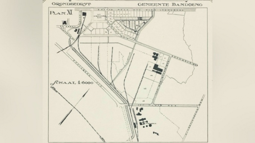 Plan XI antara lain meliputi Groote Postweg, Daendels-weg, Radiopark, Gemeente Sport-terrein SIDOLIG, dan Halte Cikudapateuh. (Sumber: Prospectus voor de Uitgifte van Gronden (1923))