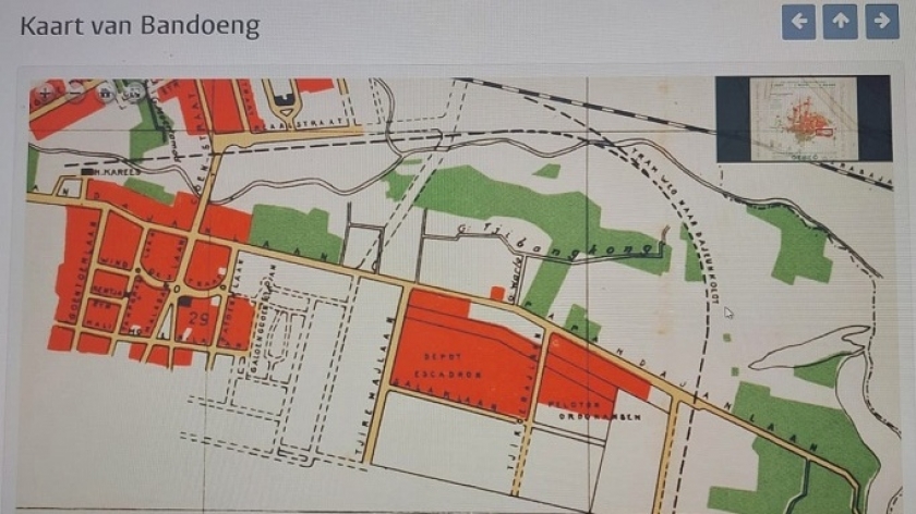 Jalur Tram Weg naar Dajeuhkolot bagian dari peta Bandung terbitan Boekhandel Visser tahun 1927. Koleksi digital Universitas Leiden Belanda (KK 162-01-02).