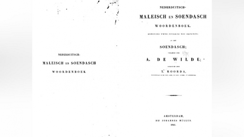 Iklan kamus Belanda, Melayu, dan Sunda karya Andries de Wilde. (Sumber: Bredasche Courant, 17 Agustus 1841)