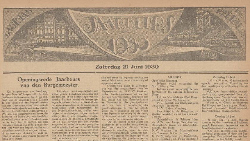 Koran De Koerier banyak mengabarkan lawatan rombongan Sunan Solo ke Jaarbeurs. (Sumber: De Koerier, 21 Juni 1930)