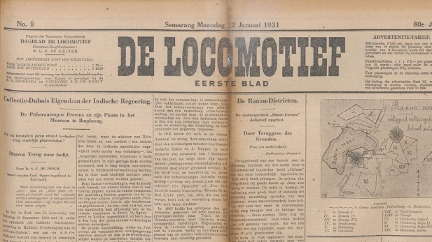 Tulisan Ir. A.C. de Jongh yang mengurai sejarah kepemilikan koleksi Dubois. (Sumber: De Locomotief, 12 Januari 1931)