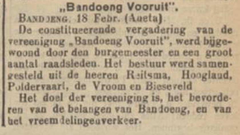 Berita pembentukan Bandoeng Vooruit pada 17 Februari 1925. (Sumber: De Locomotief, 18 Februari 1925)