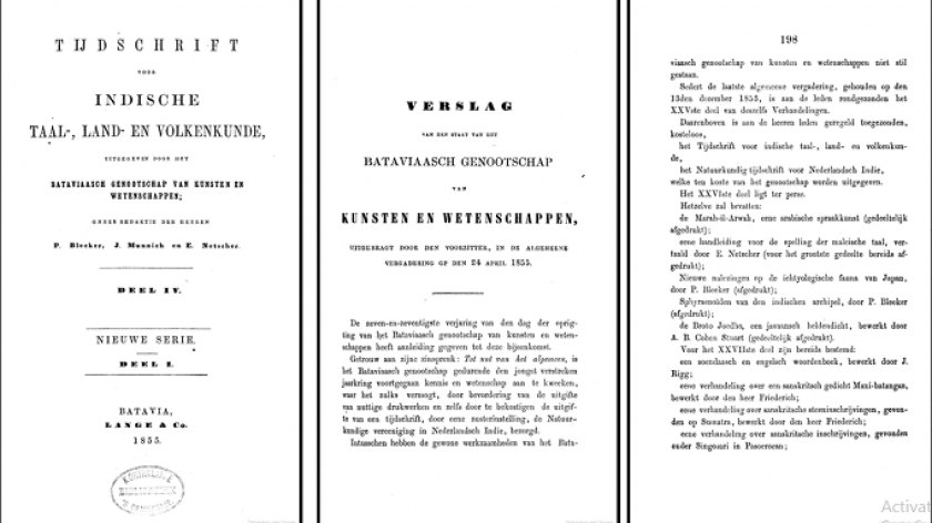 Penerbitan kamus Jonathan Rigg sudah direncanakan Perhimpunan Batavia sejak 24 April 1855. Sumber: Tijdschrift voor Indische taal-, land- en volkenkunde, Deel IV (1855). (Sumber: Google Books)