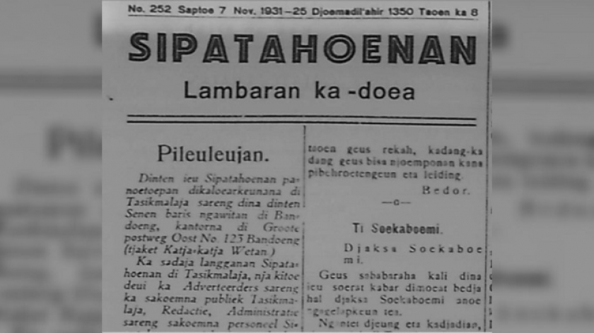 Sipatahoenan terakhir terbit di Tasikmalaya pada Sabtu, 7 November 1931. (Sumber: Sipatahoenan, 7 November 1931)