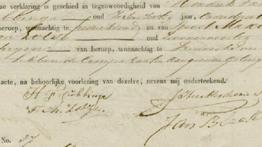 Surat keterangan kelahiran Jacob Roelof de Vries di Drenthe Archive. (Sumber: openarch.nl)