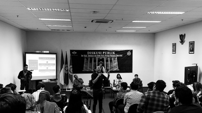 Suasana Diskusi Publik tentang Quo Vadis Demokrasi dan Hukum Pasca Putusan Mahkamah Konstitusi di FH Unpar, Bandung, Kamis, 16 November 2023. (Foto: Awla Rajul/BandungBergerak.id)